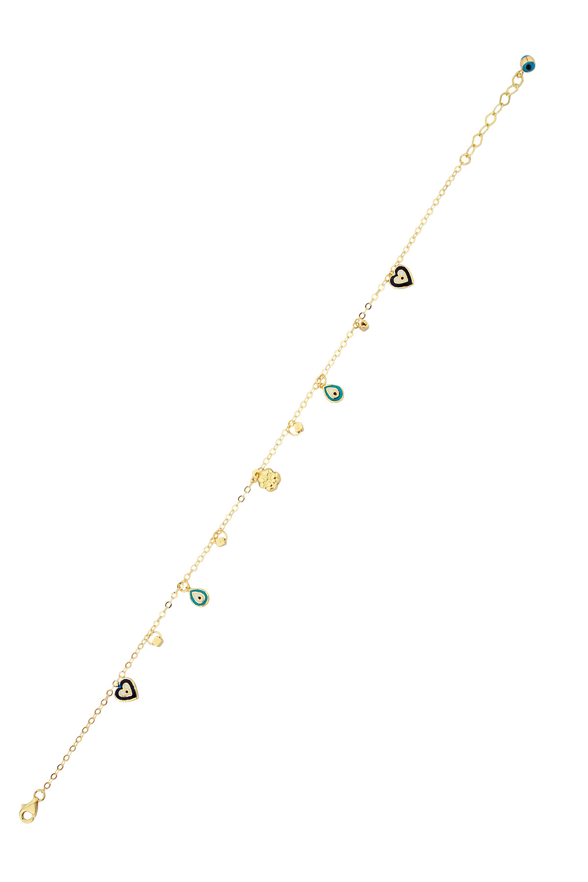 14 Ayar Altın Çiçek ve Nazar Boncuku Halhal