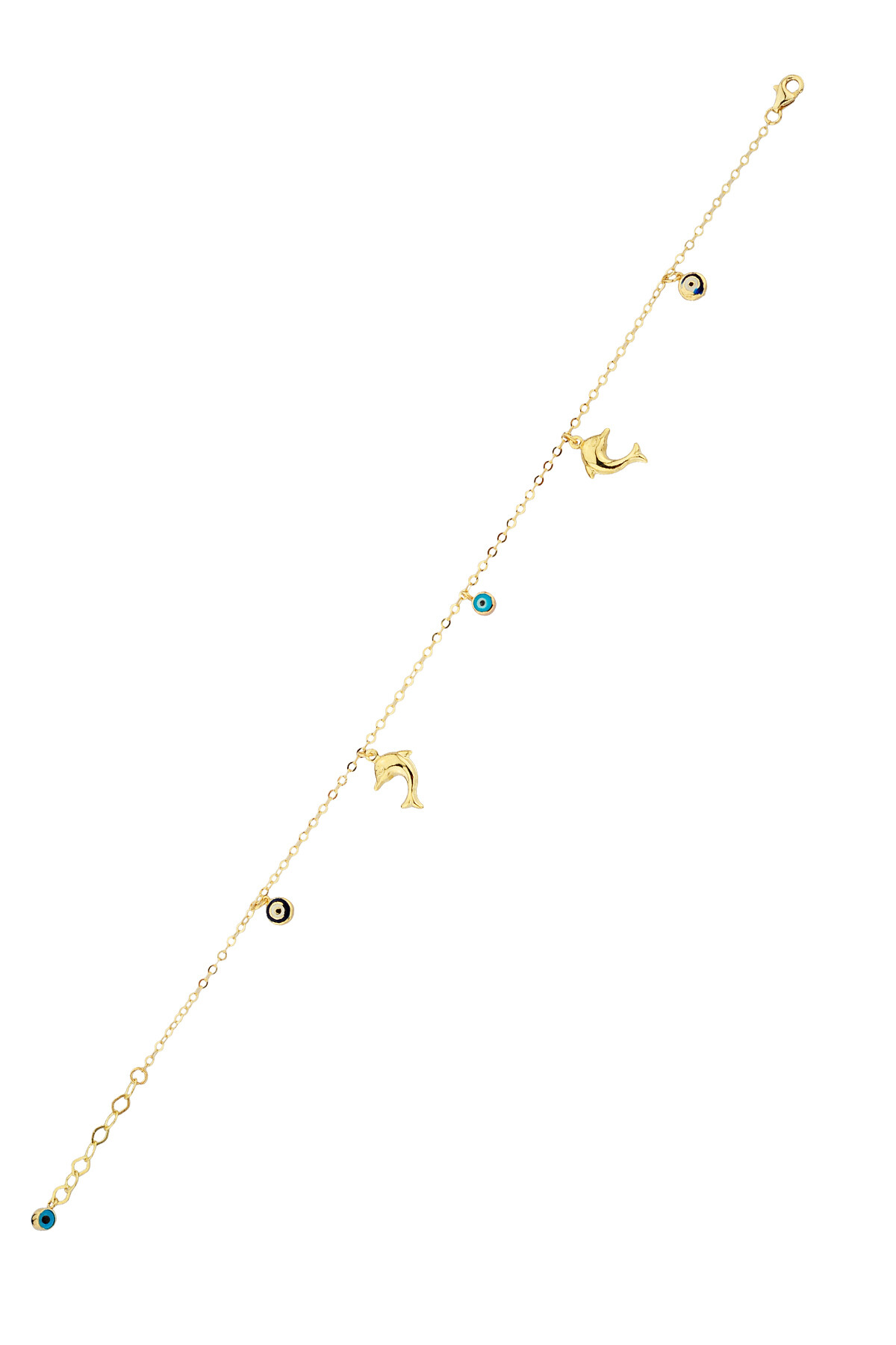 14 Ayar Altın Yunus Balığı ve Nazar Boncuklu Halhal