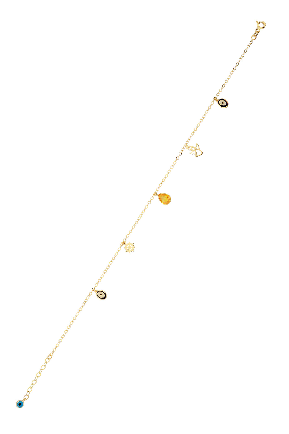 14 Ayar Altın Damla Taşlı Halhal