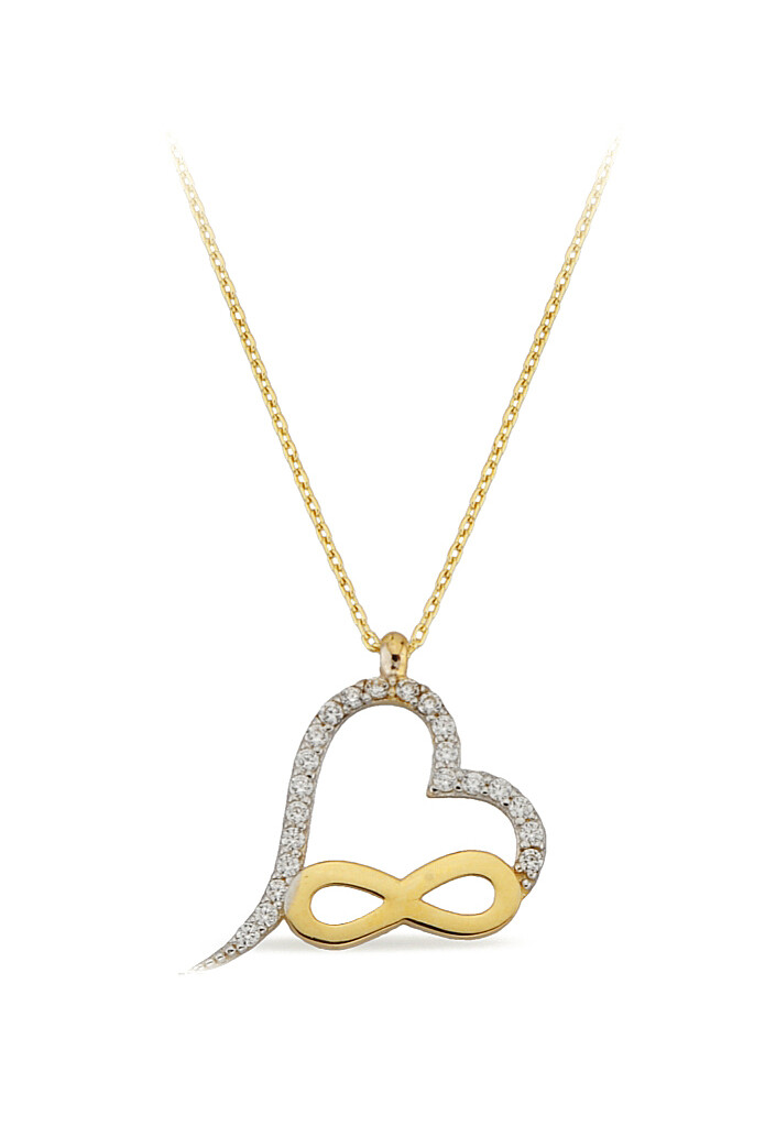 14 Ayar Altın Sonsuzluk Kalp Kolye