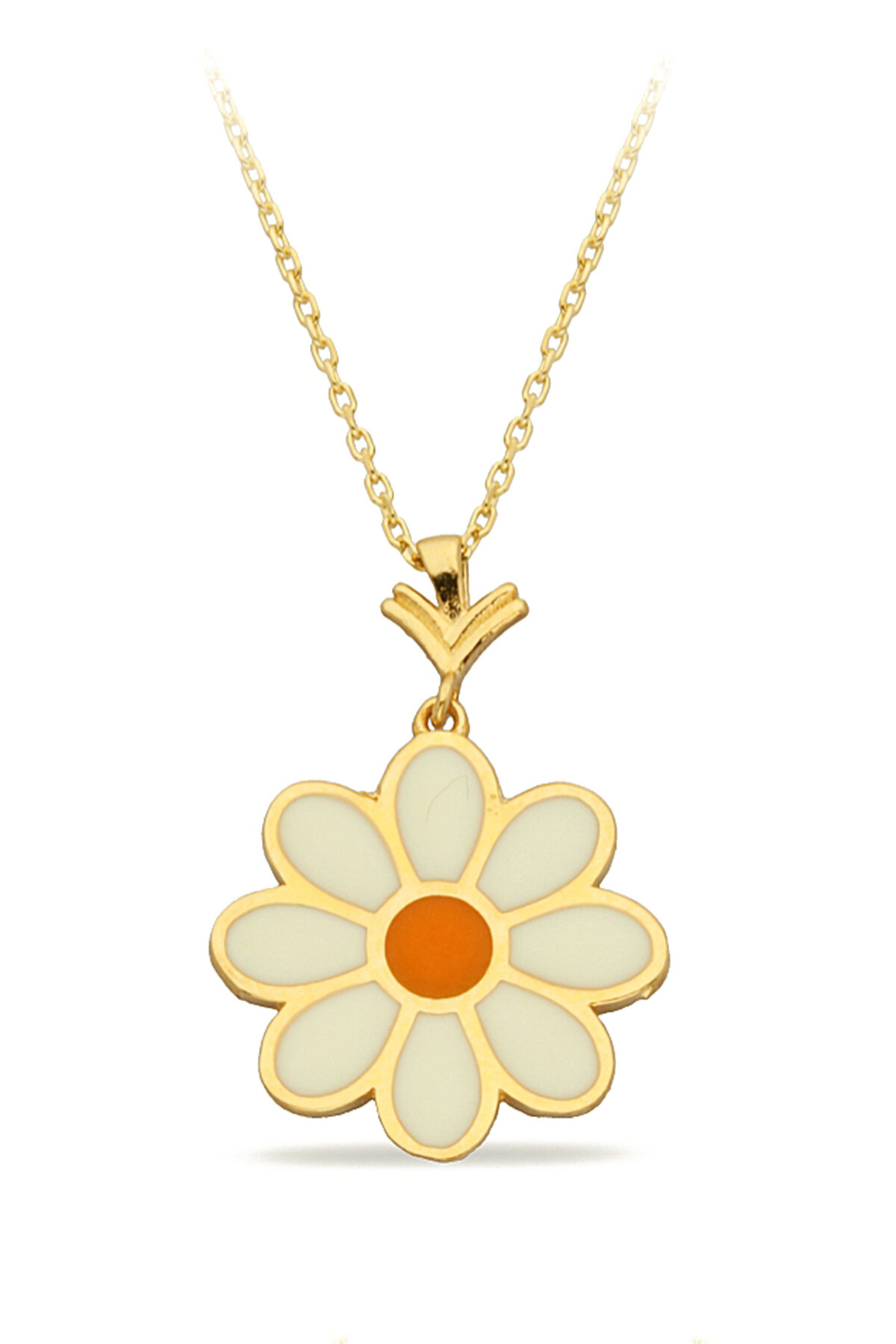 14 Ayar Altın Mineli Papatya Kolye