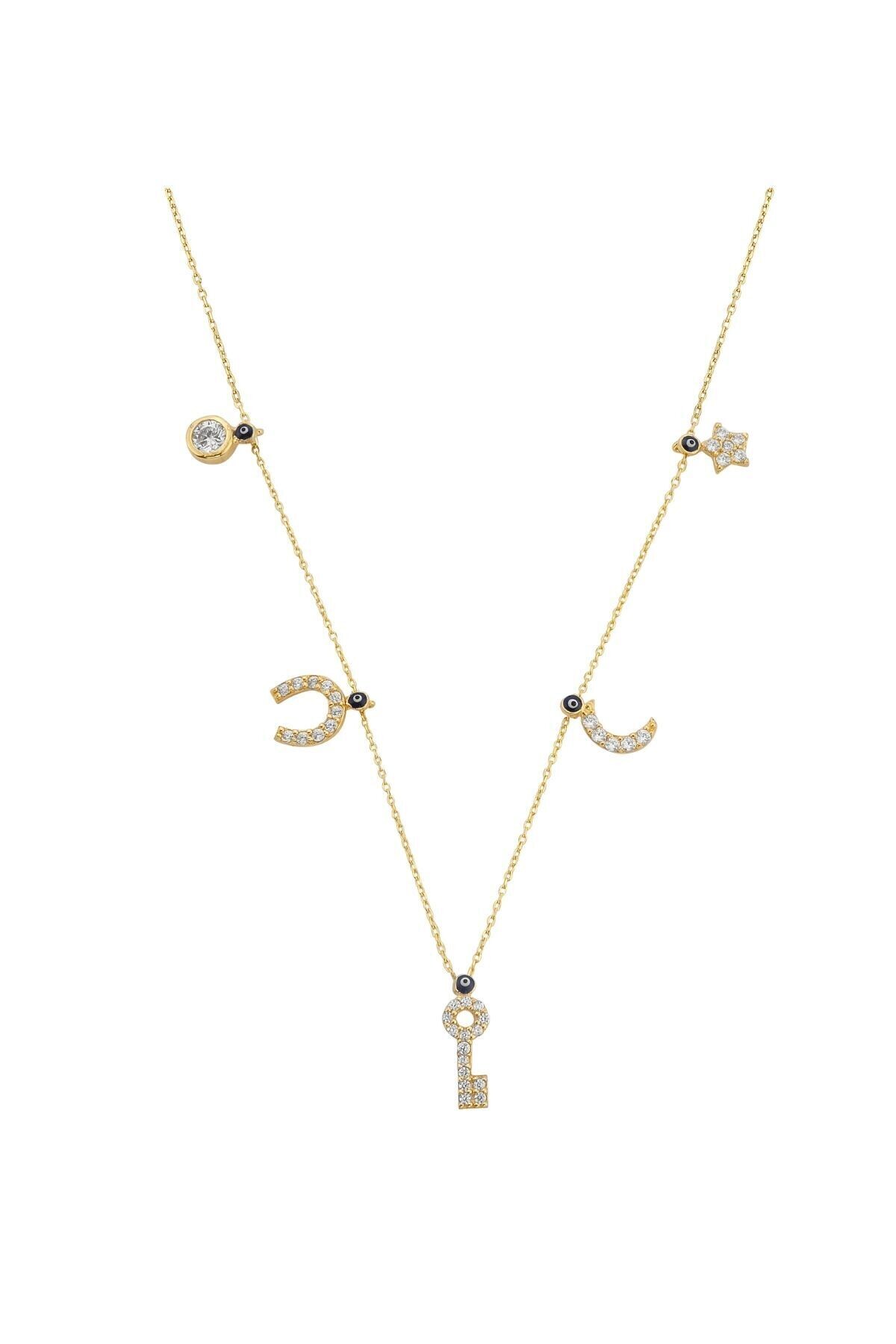 14 Ayar Altın Mineli Şans Kolye