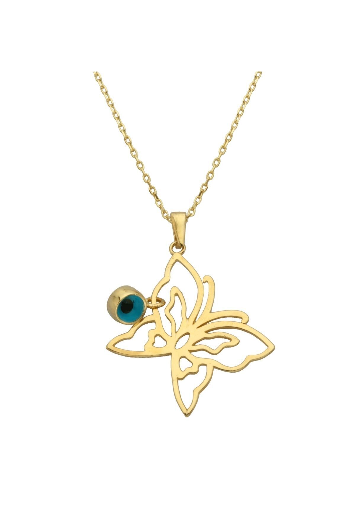 14 Ayar Altın Nazarlı Kelebek Kolye