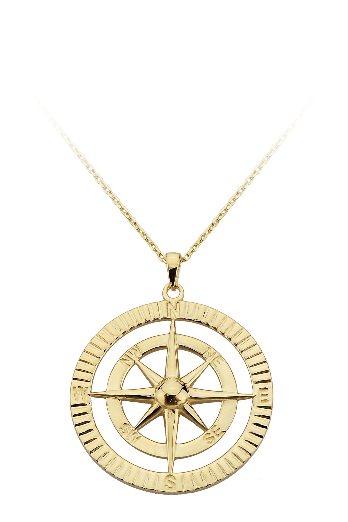 14 Ayar Altın Pusula Kolye