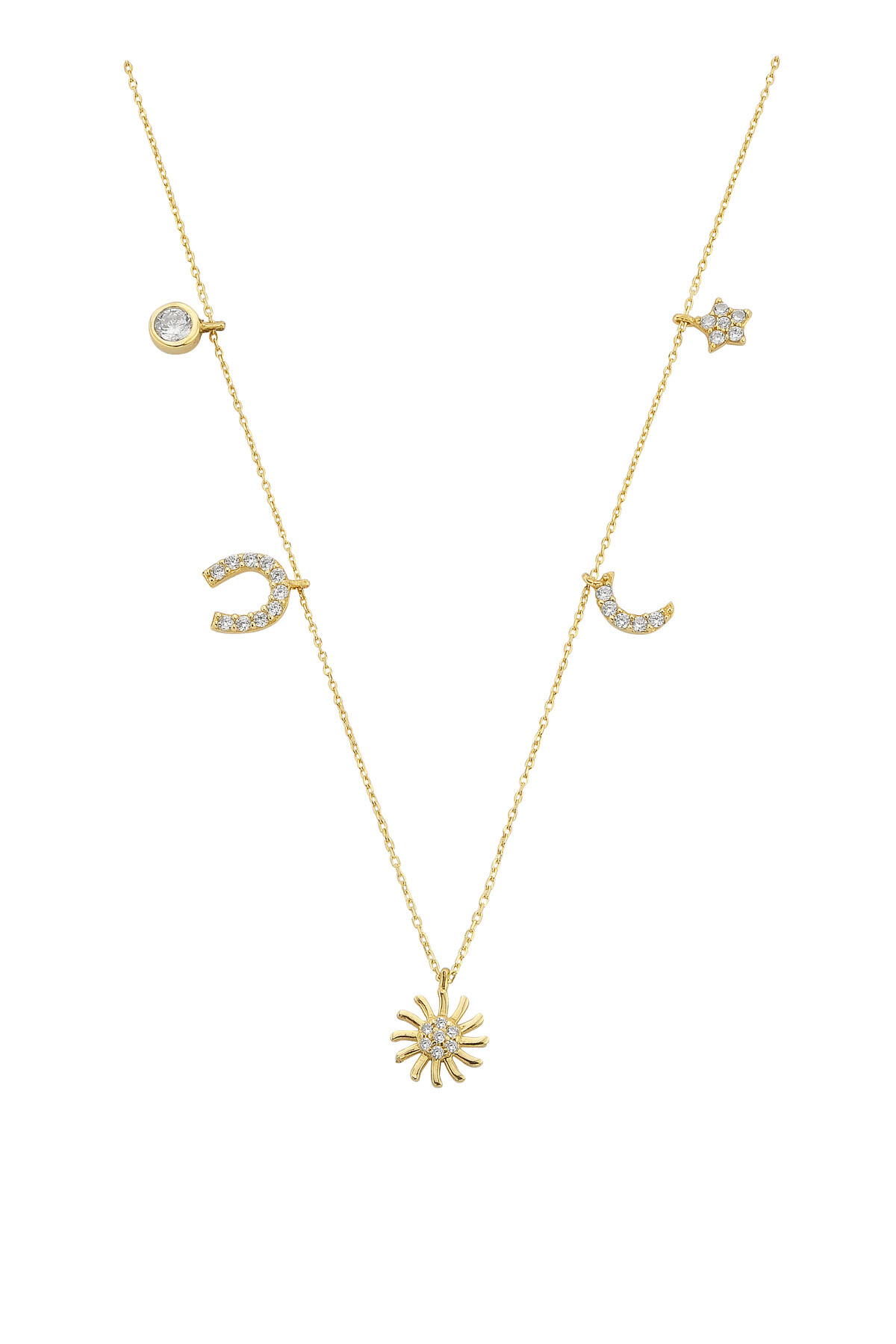 14 Ayar Altın Güneş Şans Kolye