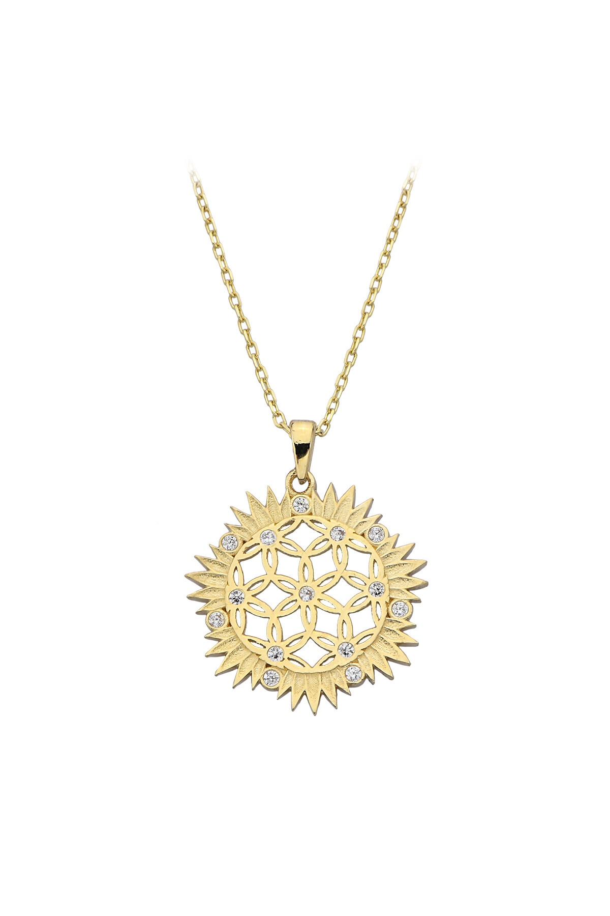 14 Ayar Altın Yaşam Çiçeği Kolye