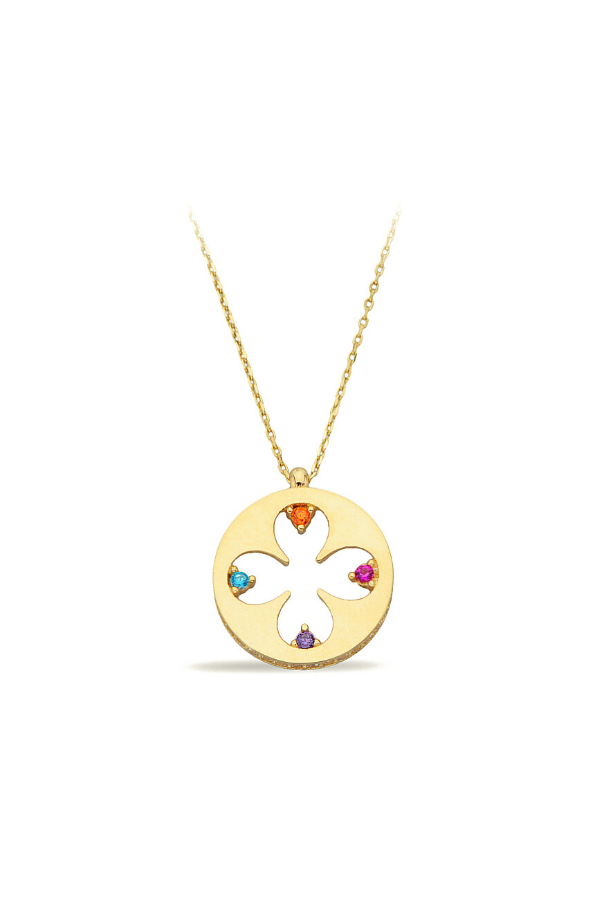 14 Ayar Altın Yonca Kolye