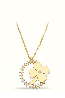 14 Ayar Altın Yonca Kolye