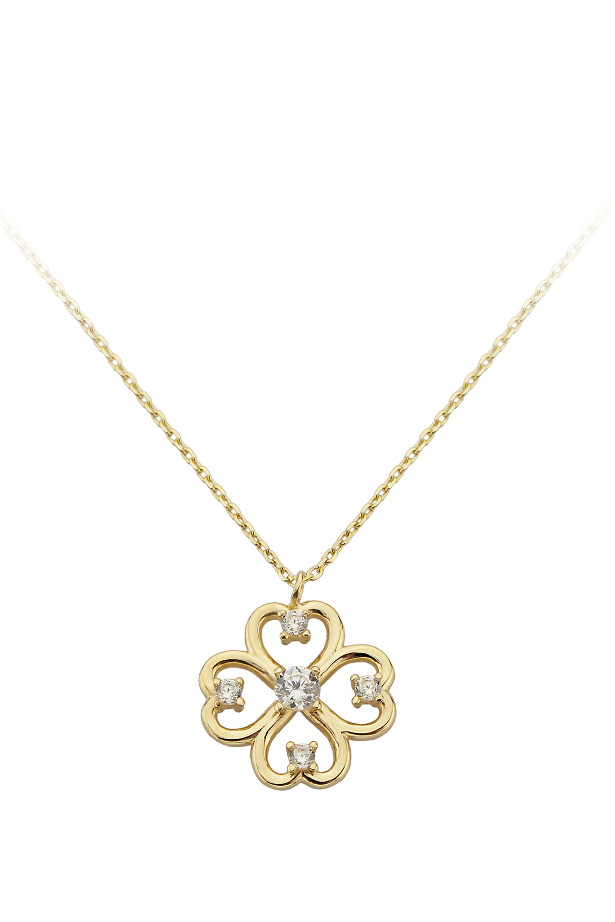 14 Ayar Altın Yonca Kolye