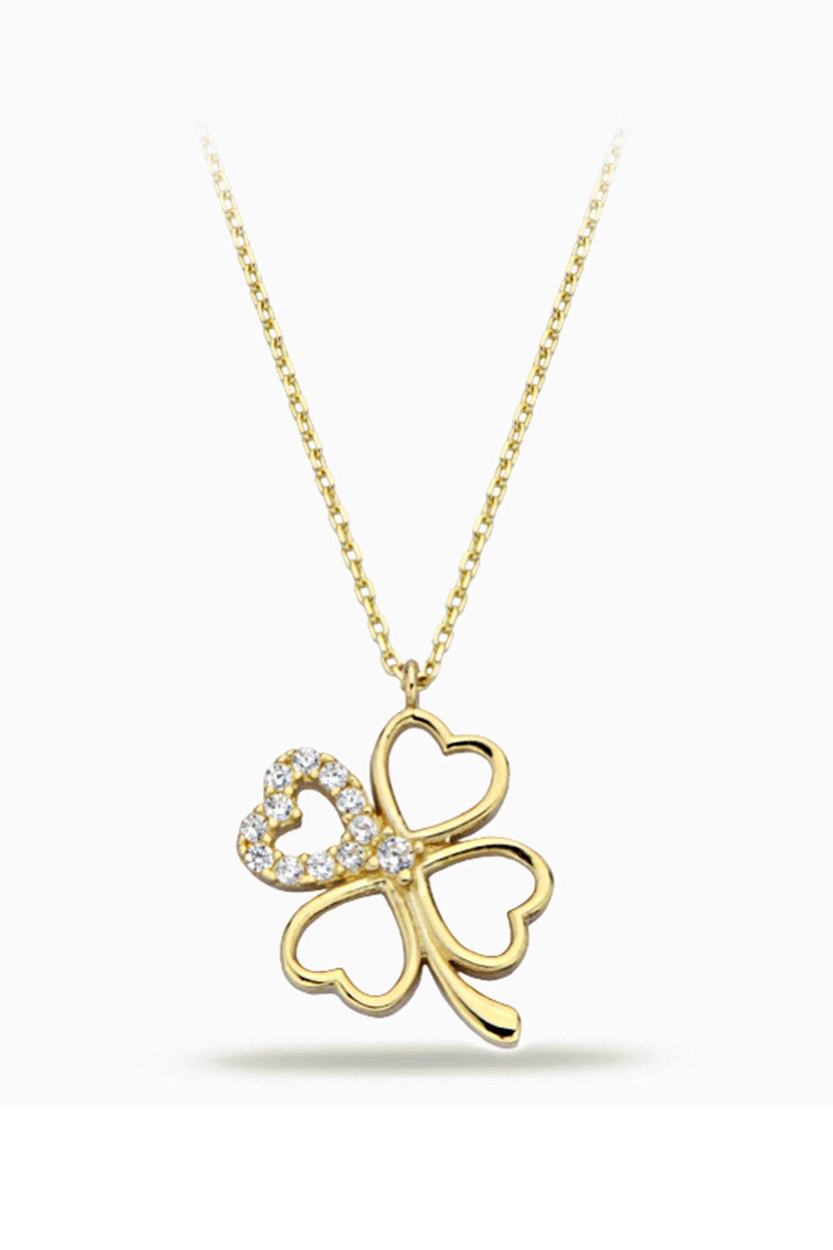 14 Ayar Altın Yonca Kolye