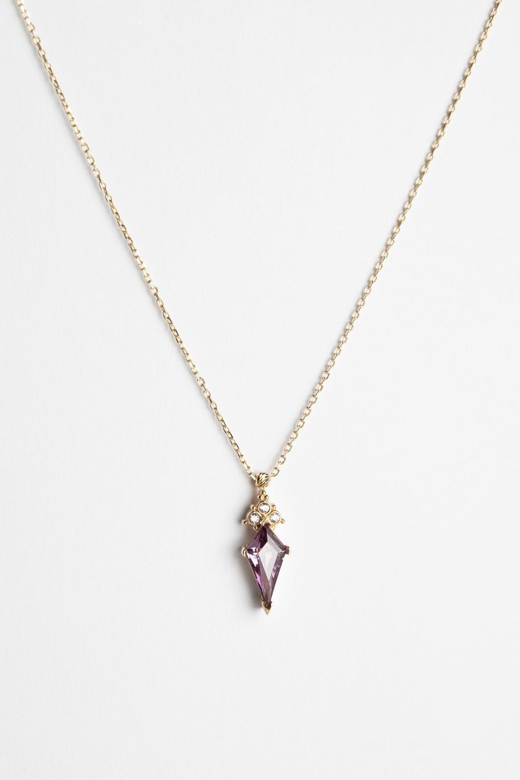 14 Ayar Altın Mor Taşlı Kolye