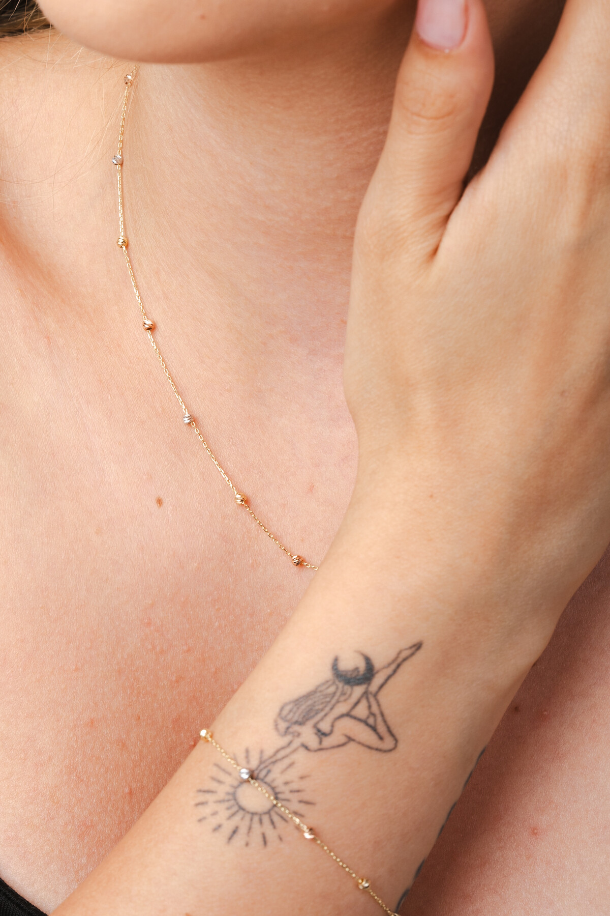 14 Ayar Altın 3 Renk Dorika Kolye ve Bileklik