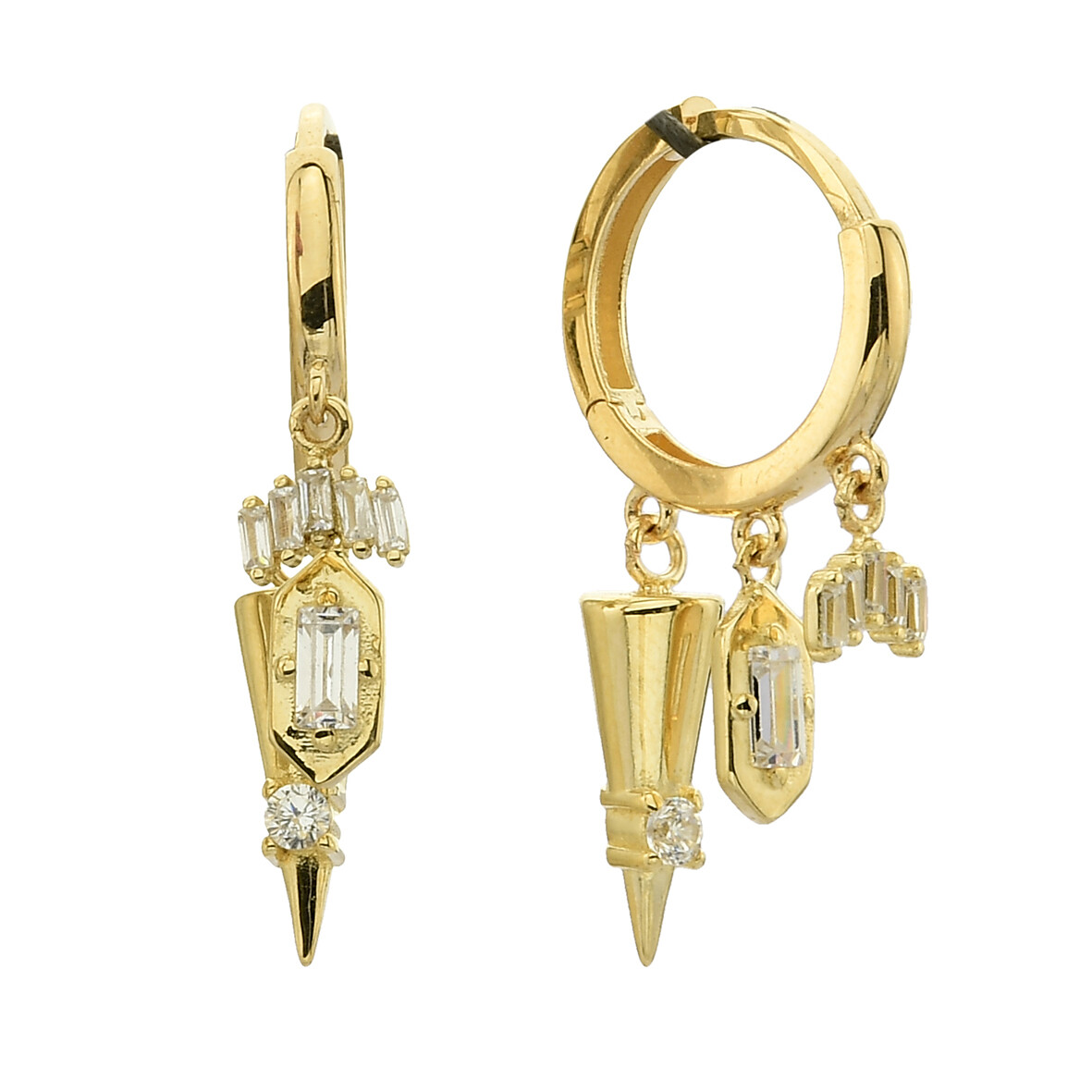 14 Ayar Altın Sallantılı Tasarım Küpe