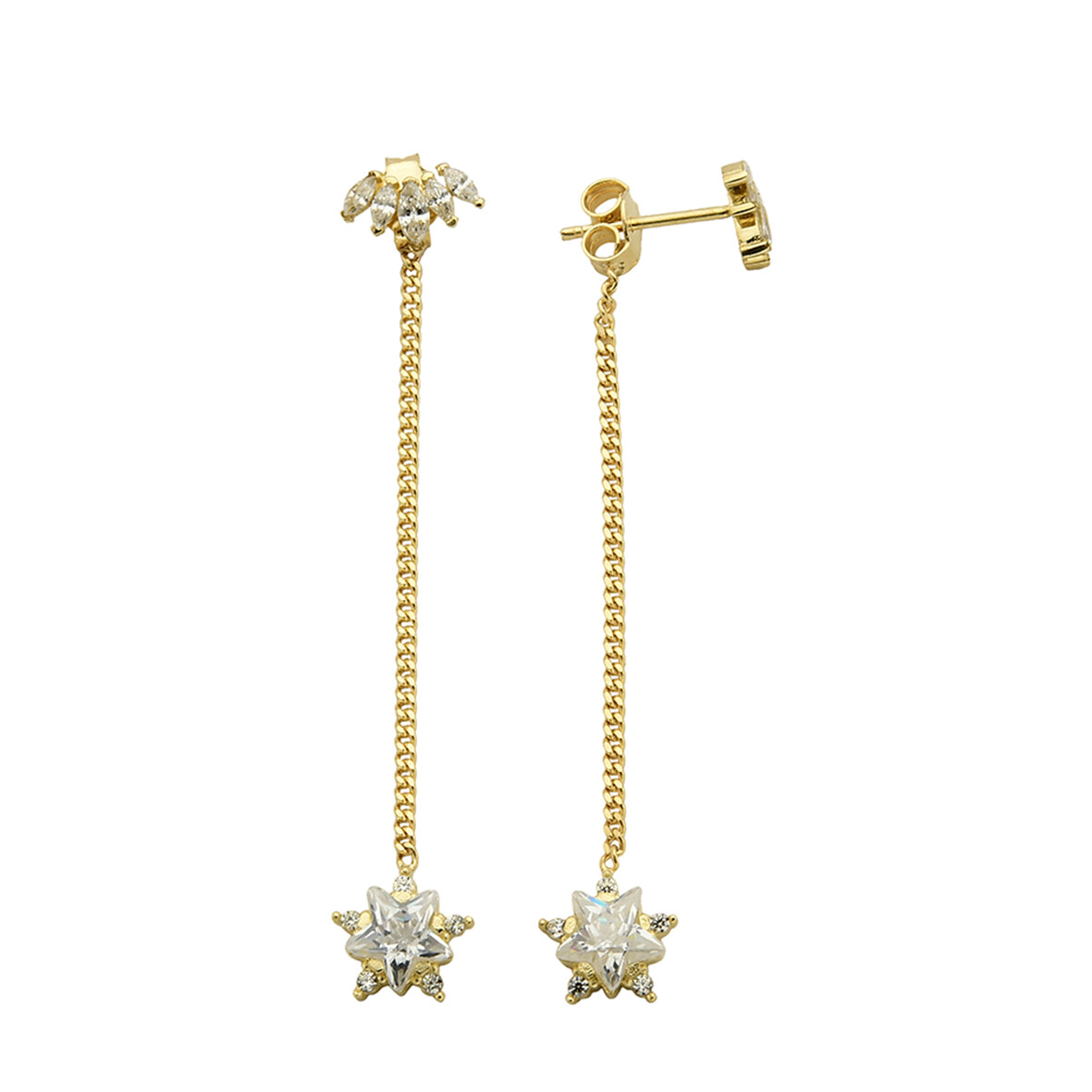 14 Ayar Altın Yıldız Sallantılı Küpe