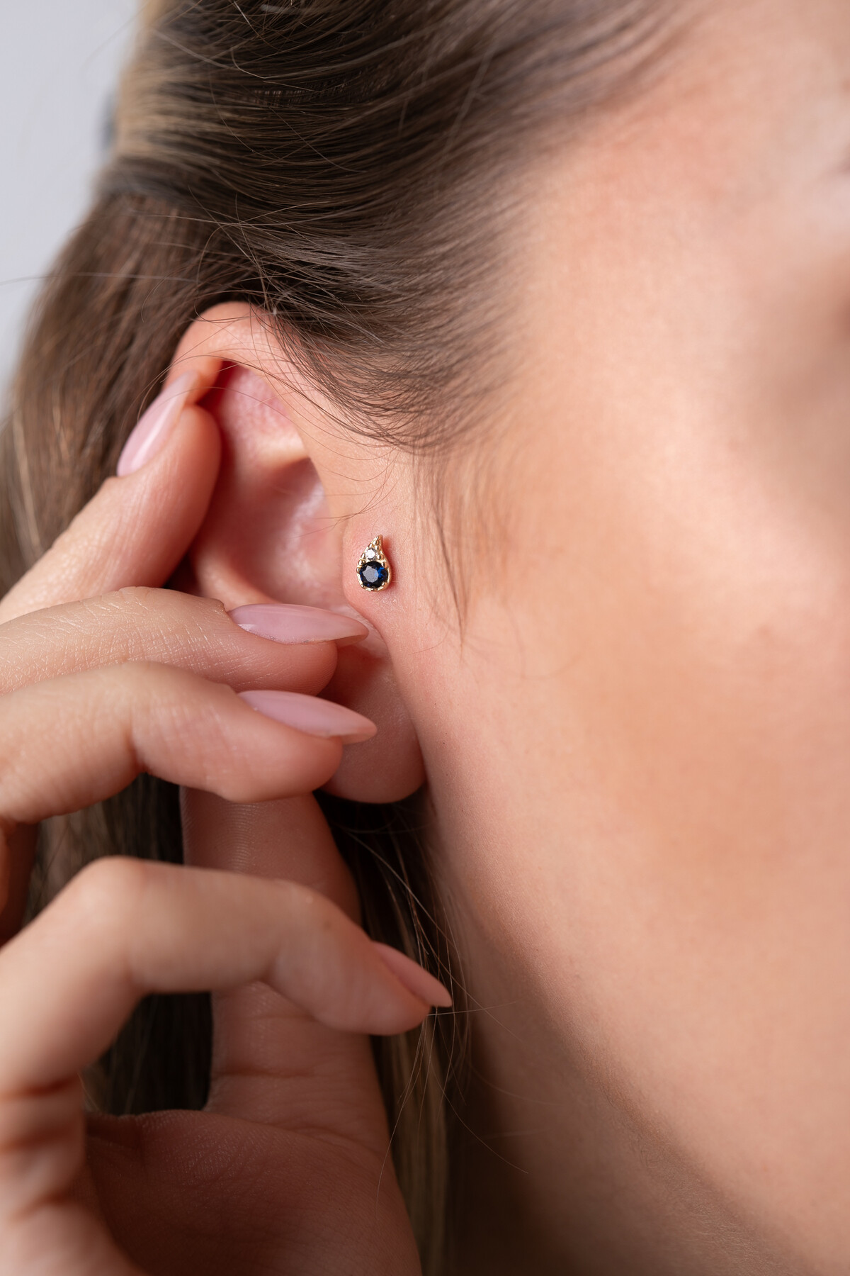 14 Ayar Altın Damla Turuncu Taş Küpe