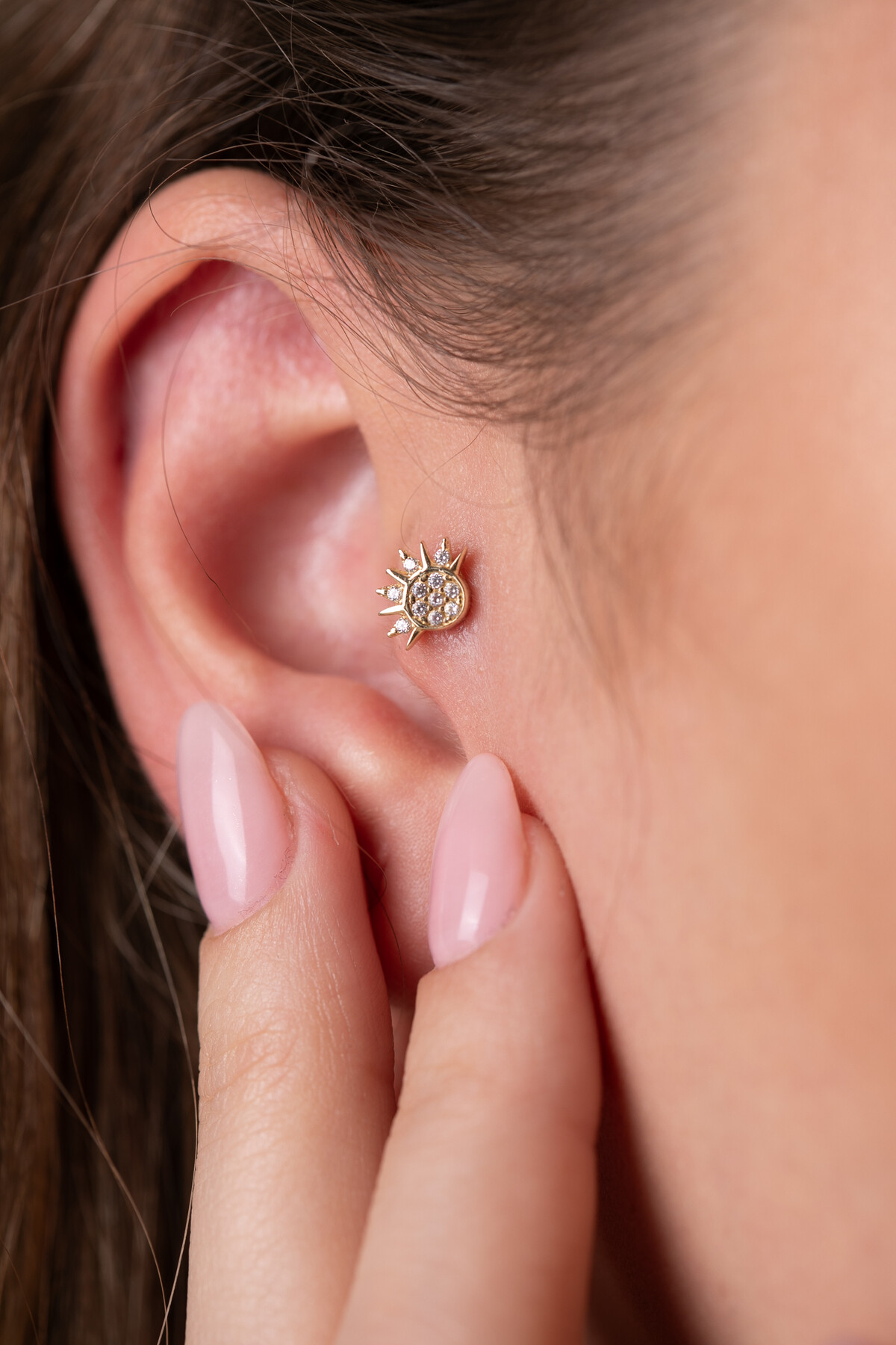 14 Ayar Altın Güneş Küpe