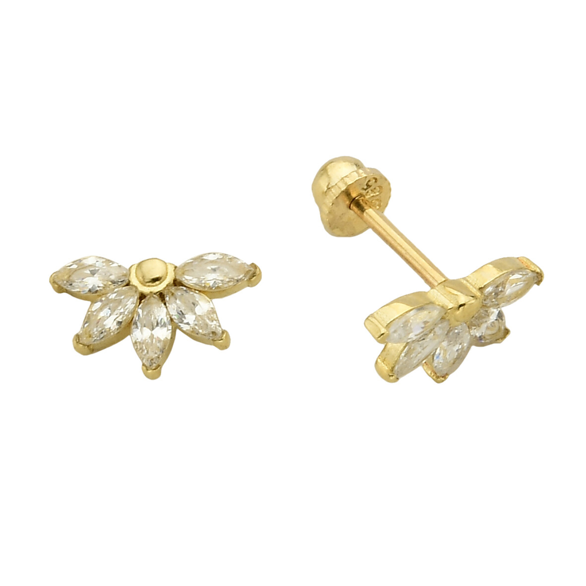 14 Ayar Altın Beyaz Taşlı Küpe