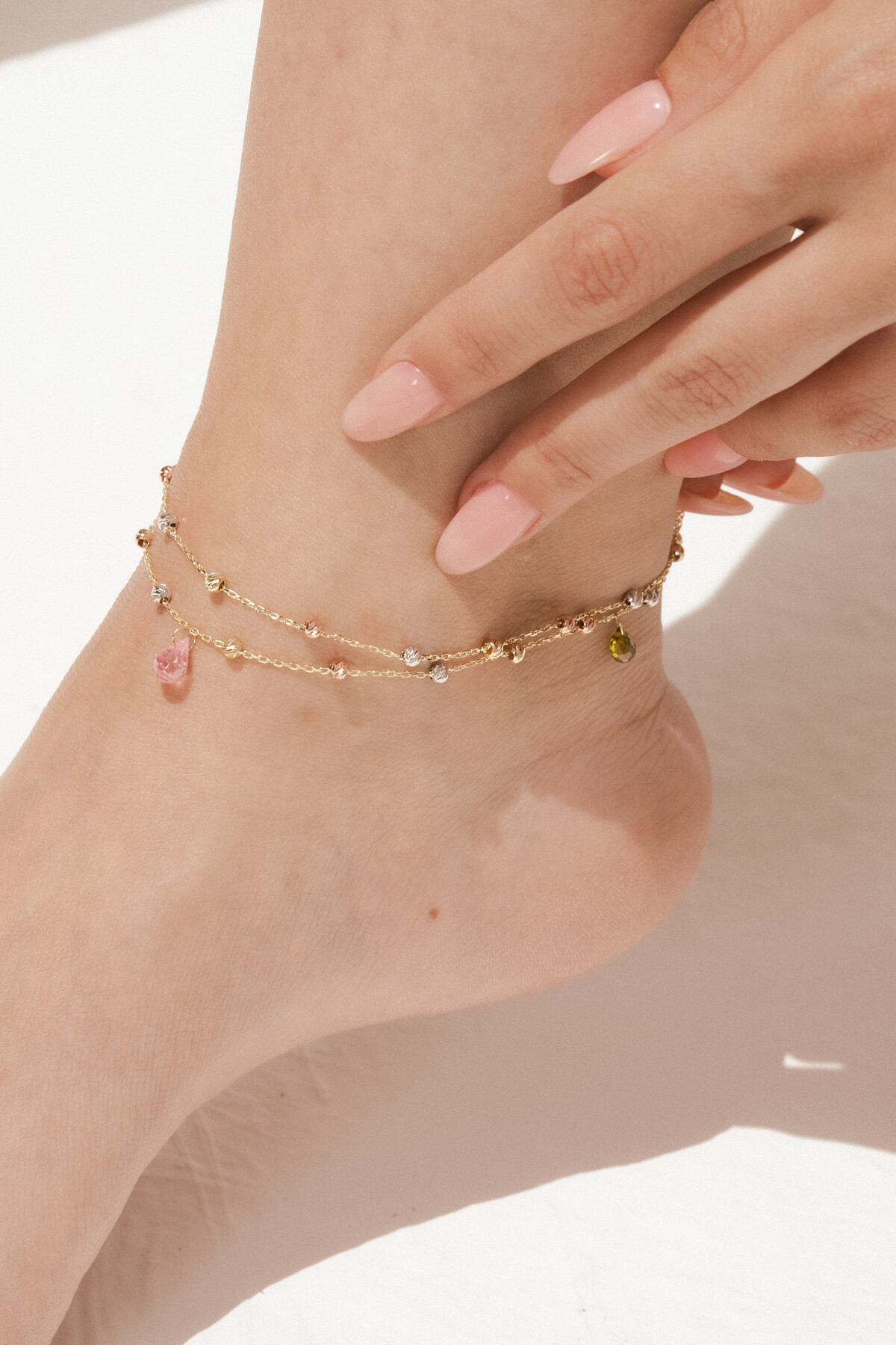 14 Ayar Altın Çift Zincir Ve Dorikalı Halhal