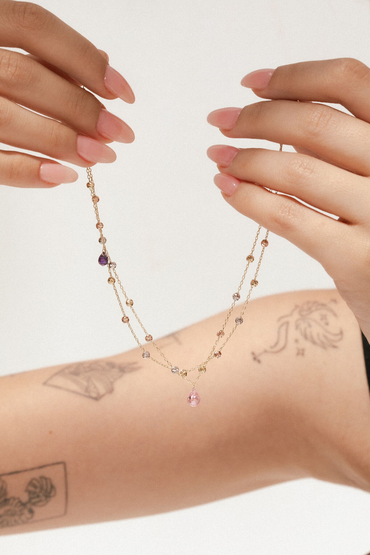 14 Ayar Altın Çift Zincir Ve Dorikalı Halhal