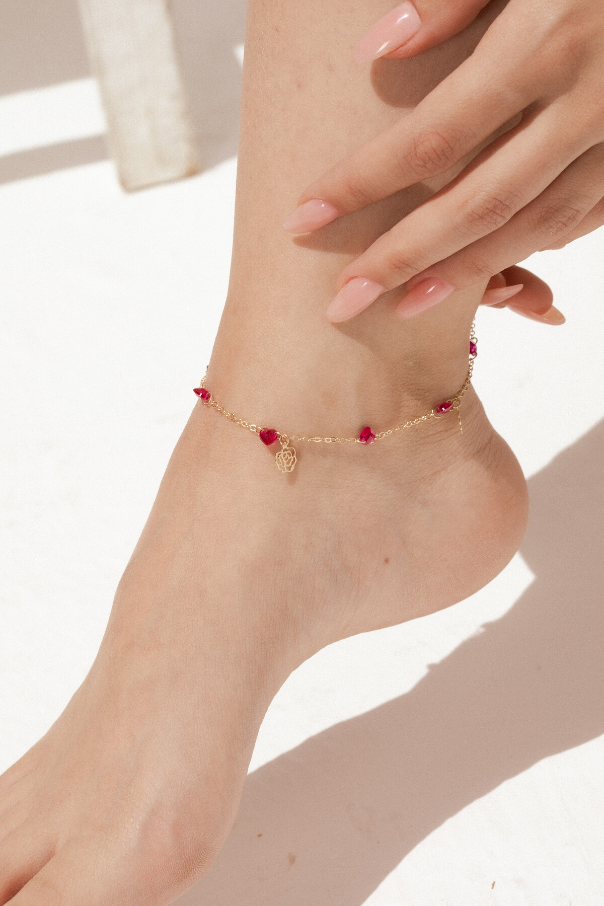 14 Ayar Altın Kırmızı Taşlı Halhal