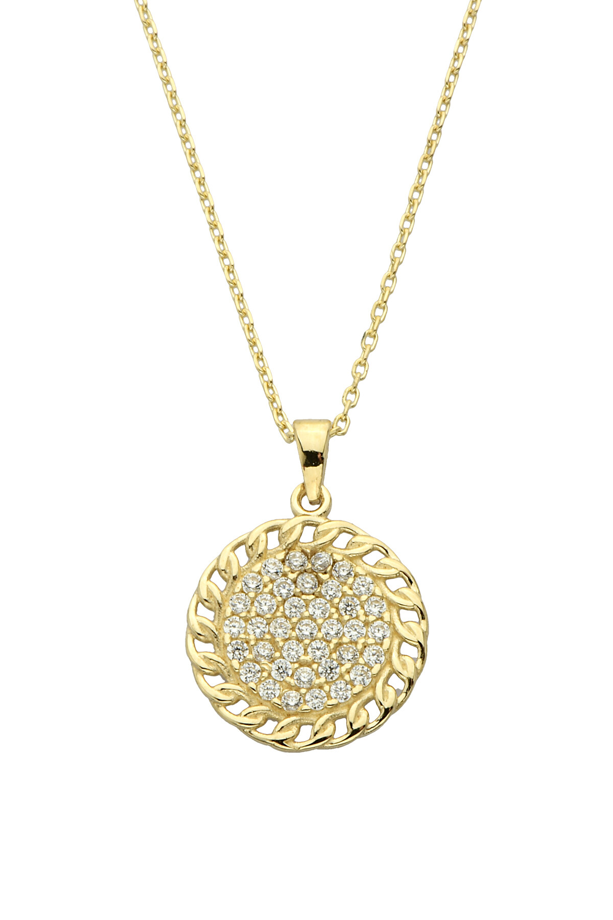 14 Ayar Altın Taşlı Halat Kolye