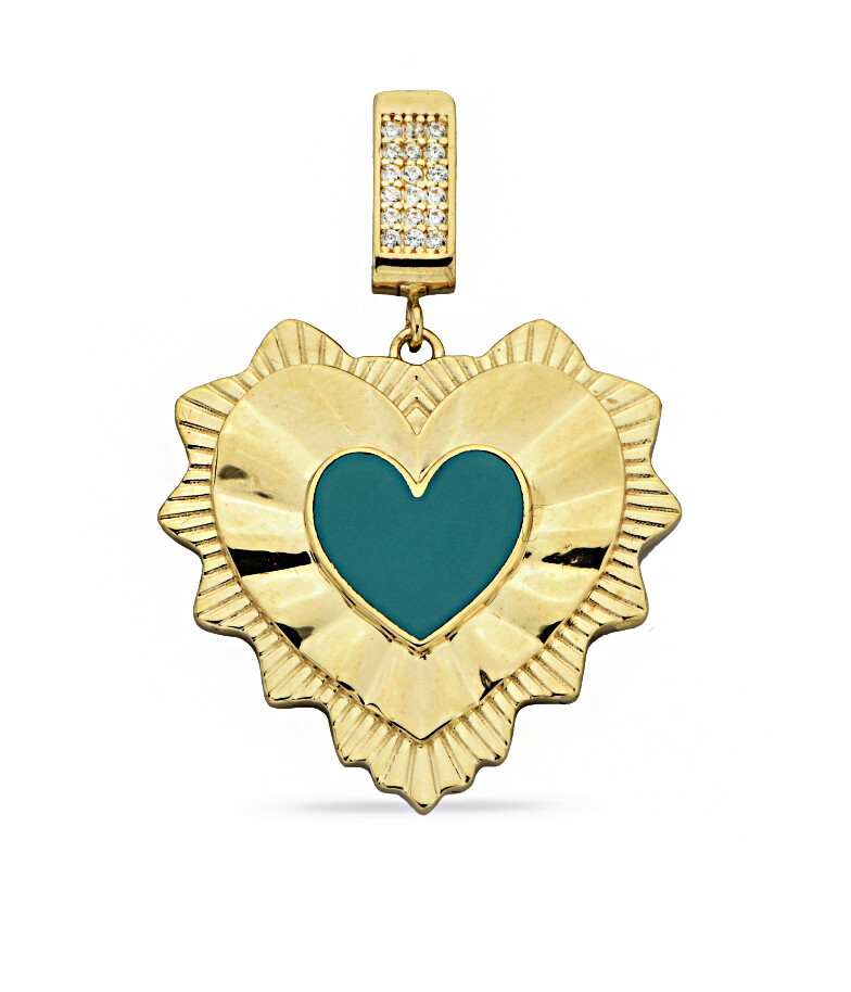 14 Ayar Altın Mineli Kalp Kolye Ucu