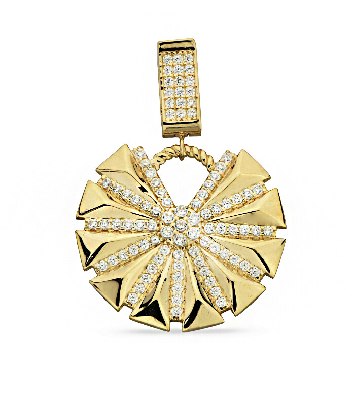 14 Ayar Altın Yuvarlak Taşlı Kolye Ucu