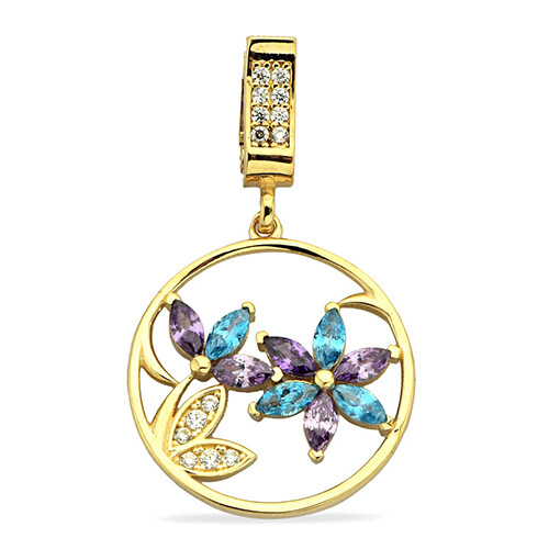 14 Ayar Altın Renkli Çiçek Kolye Ucu