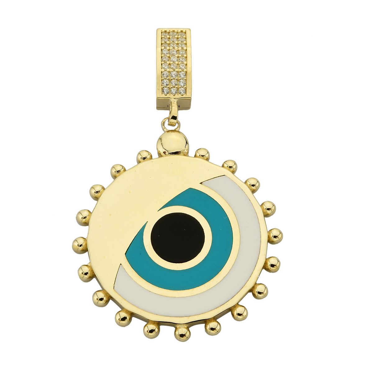 14 Ayar Altın Mineli Gözlü Kolye Ucu