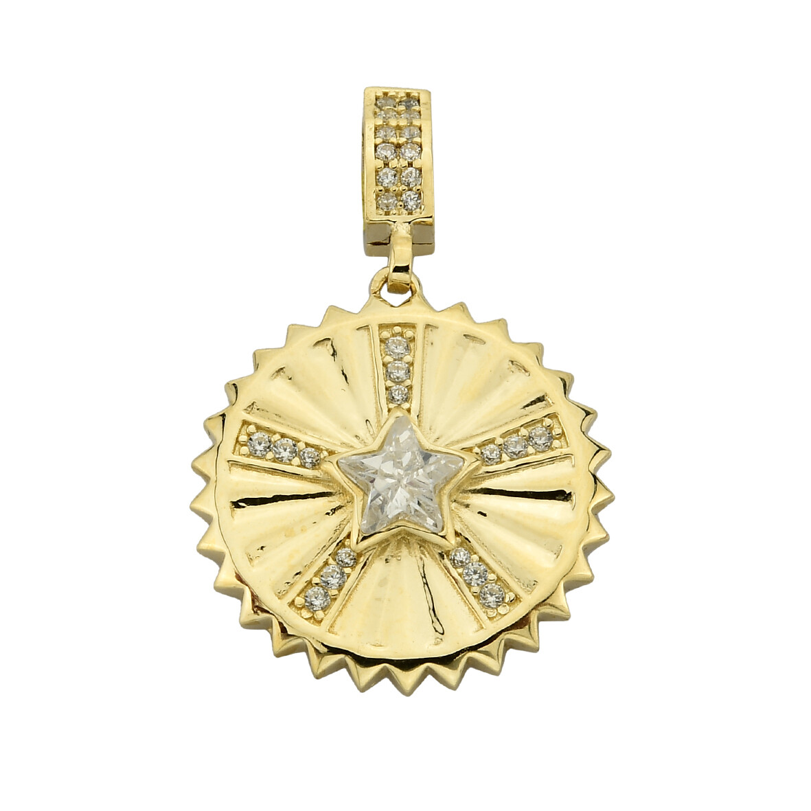 14 Ayar Altın Yıldızlı Güneş Kolye Ucu