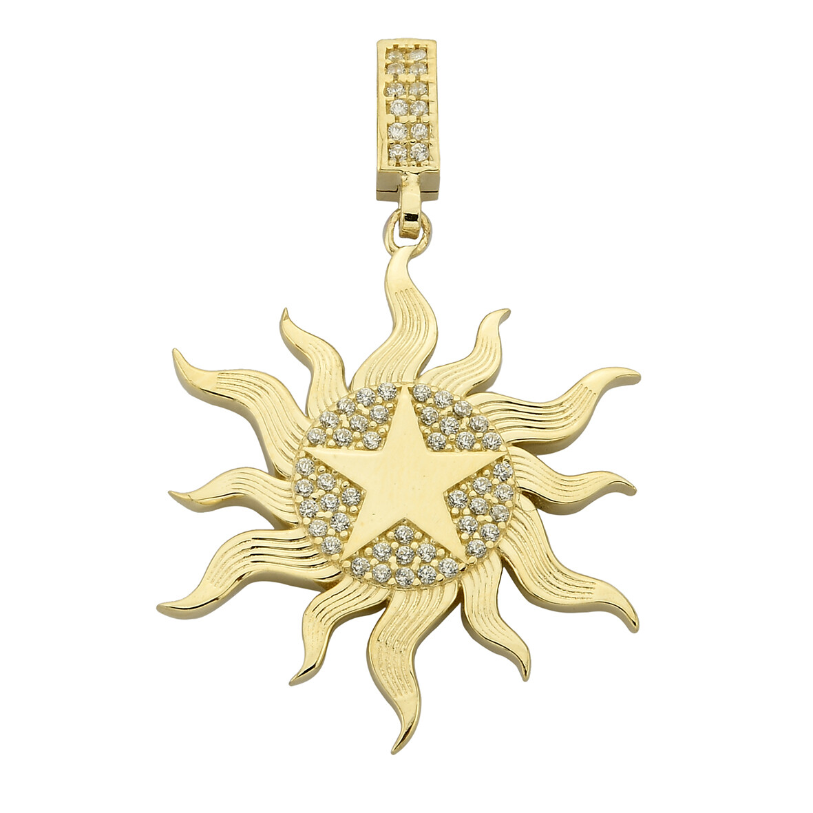 14 Ayar Altın Güneş Kolye Ucu