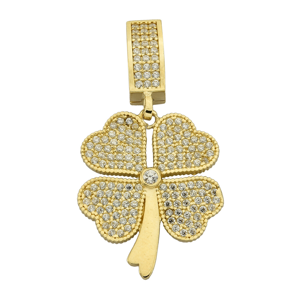 14 Ayar Altın Yonca Kolye Ucu