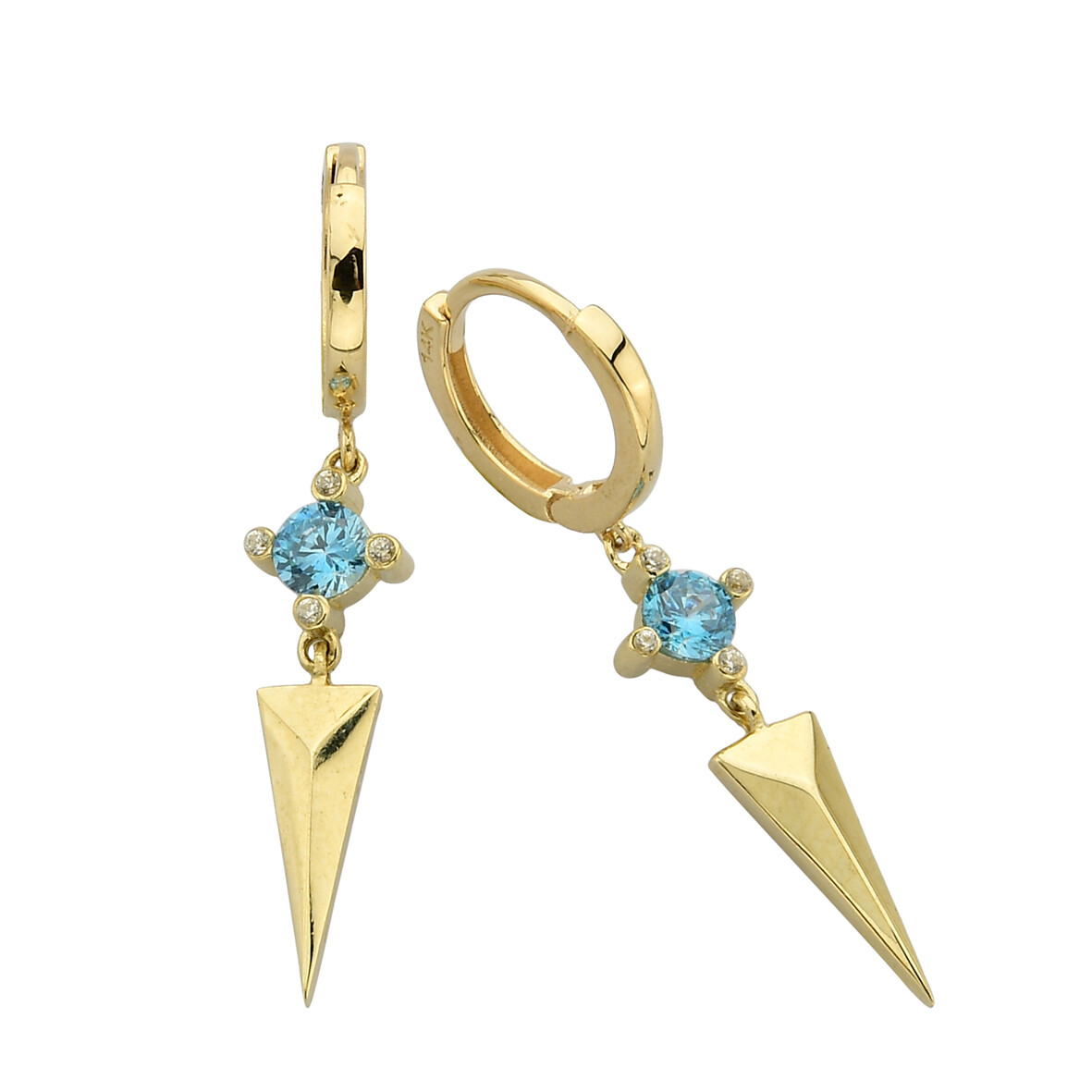 14 Ayar Altın Siyah Tektaş Sallantılı Küpe