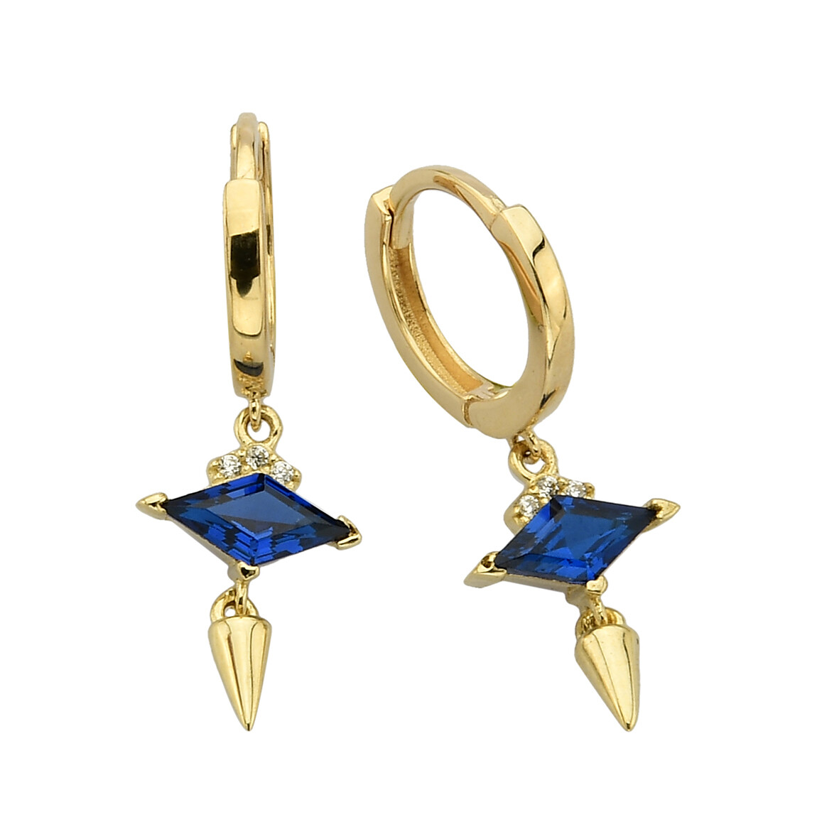 14 Ayar Altın Sallantılı Amatist Taş Küpe