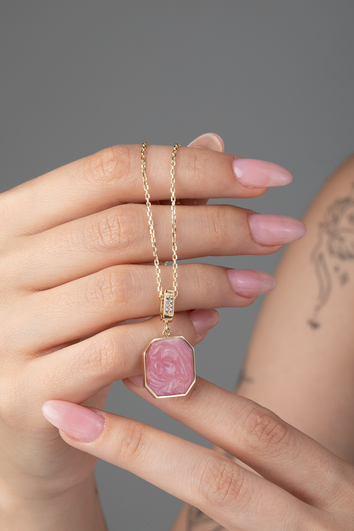 14 Ayar Altın Mineli Kolye Ucu