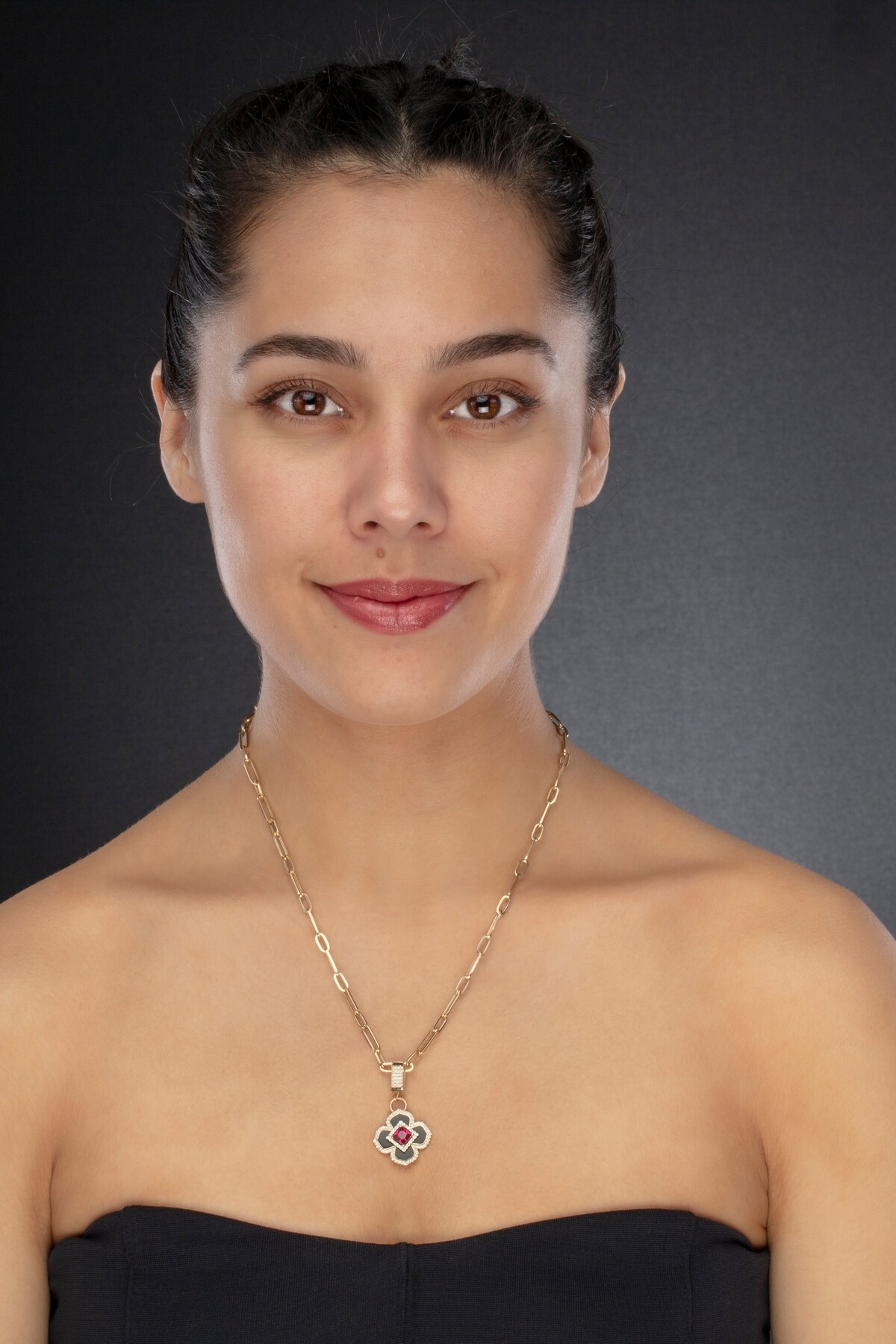 14 Ayar Altın Taşlı Kare Kolye Ucu