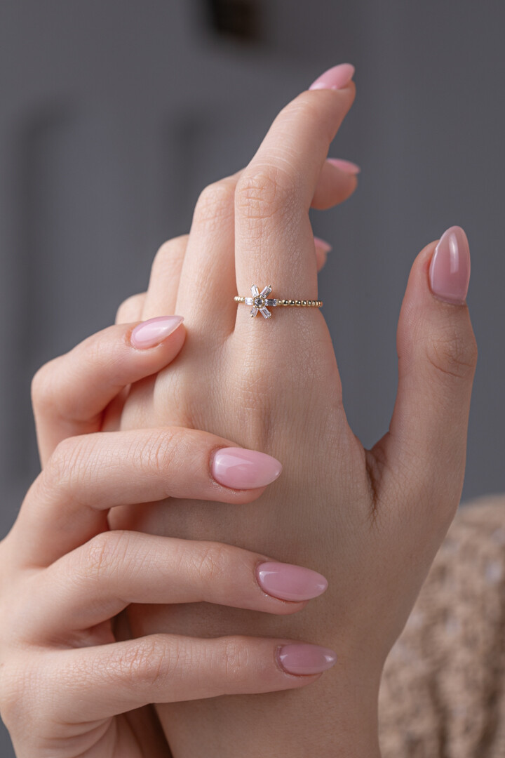 14 Ayar Altın Baget Taşlı Yüzük