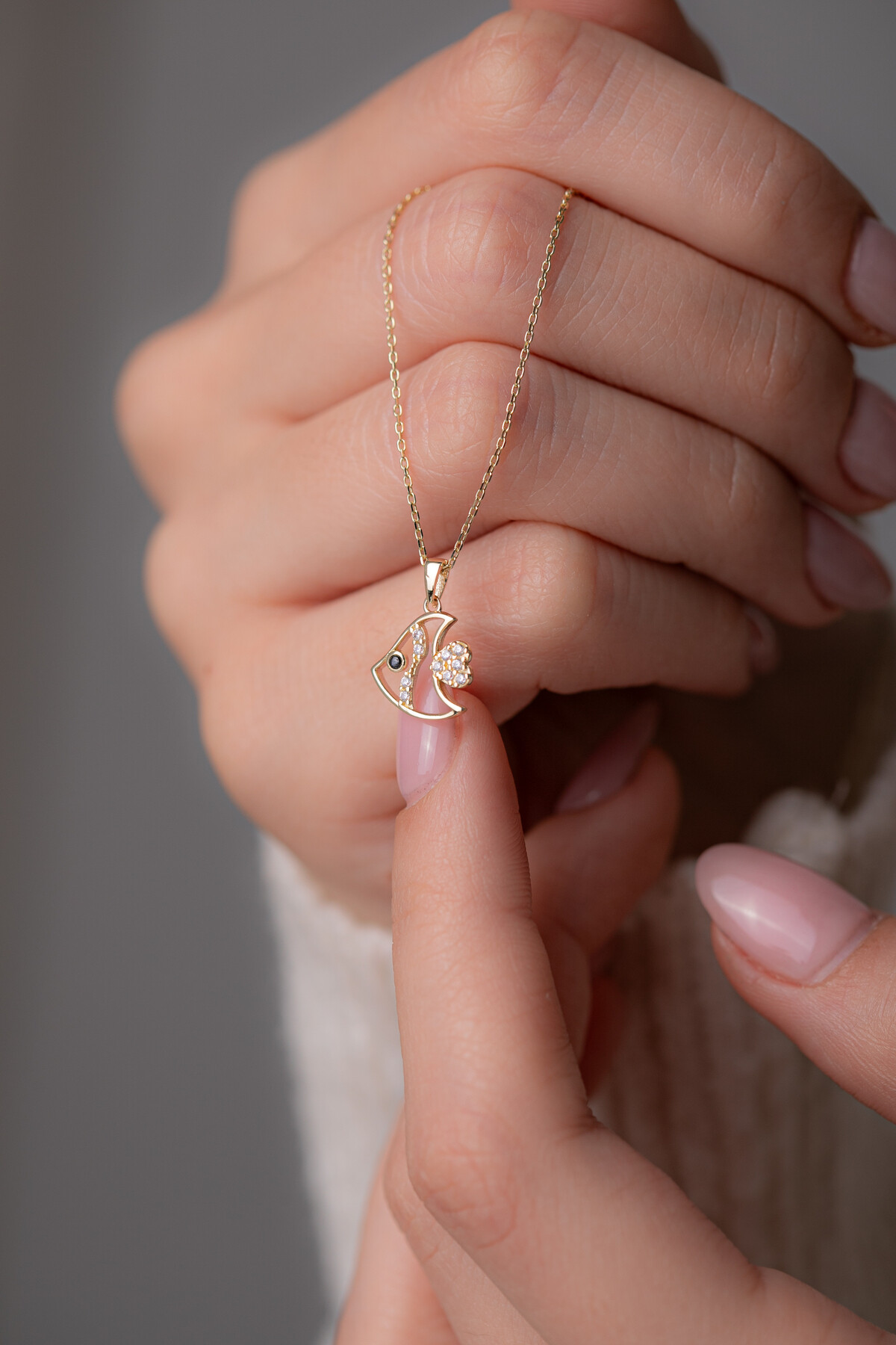 14 Ayar Altın Balık Kolye