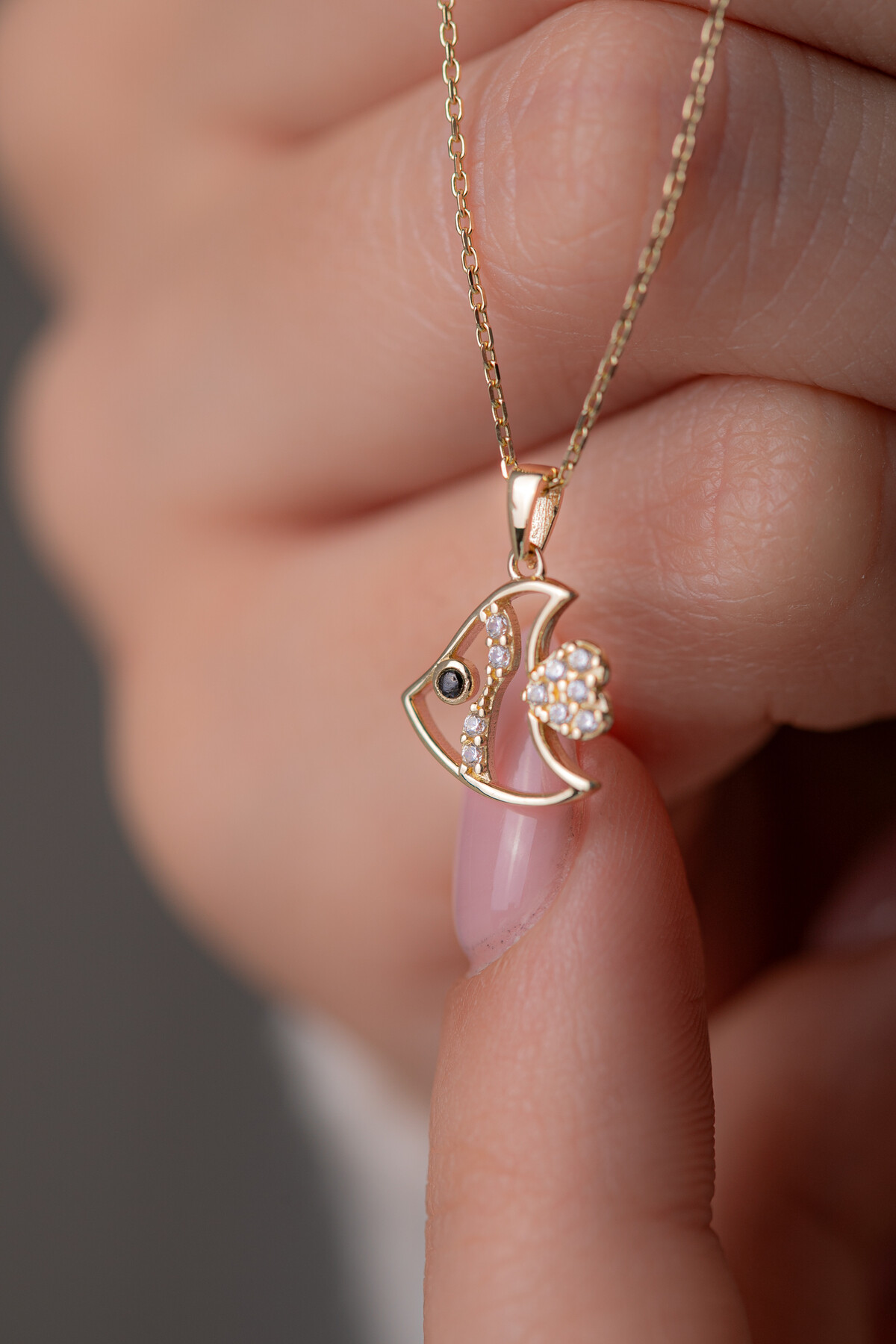 14 Ayar Altın Balık Kolye