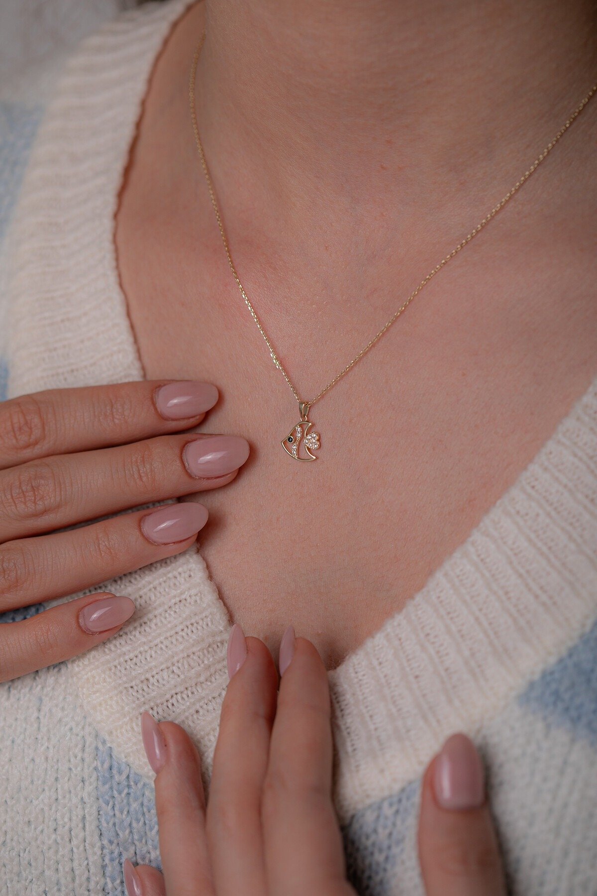 14 Ayar Altın Balık Kolye