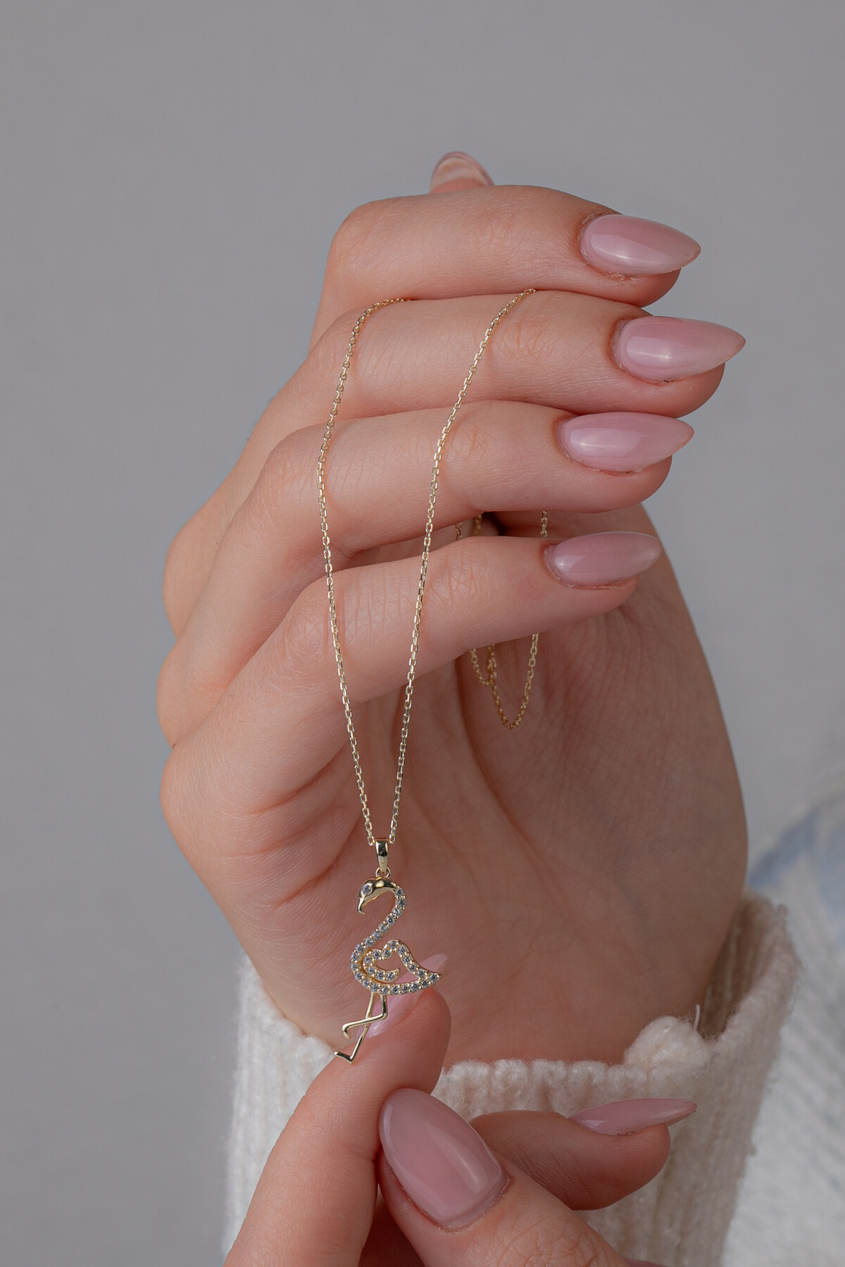 14 Ayar Altın Flamingo Kolye