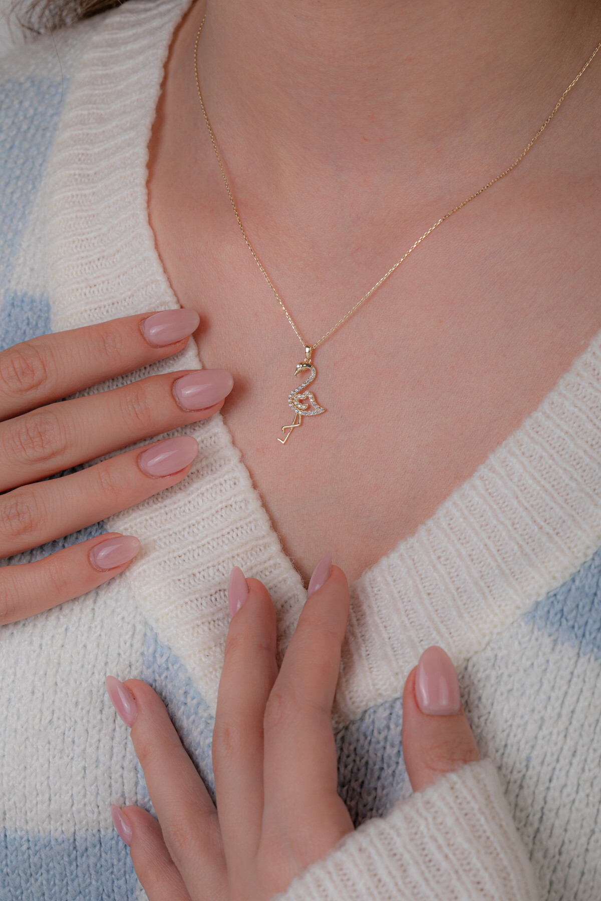 14 Ayar Altın Flamingo Kolye