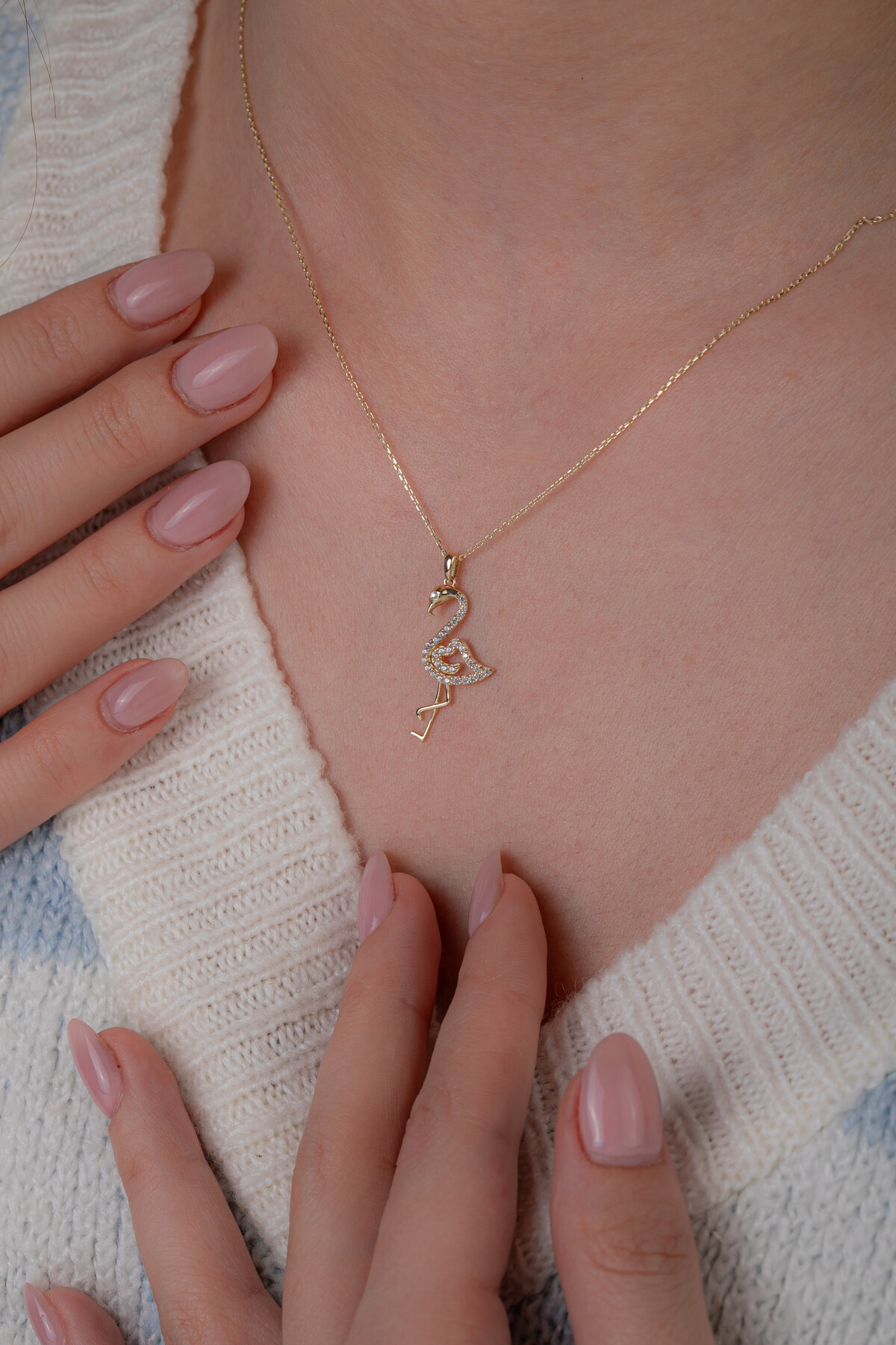 14 Ayar Altın Flamingo Kolye