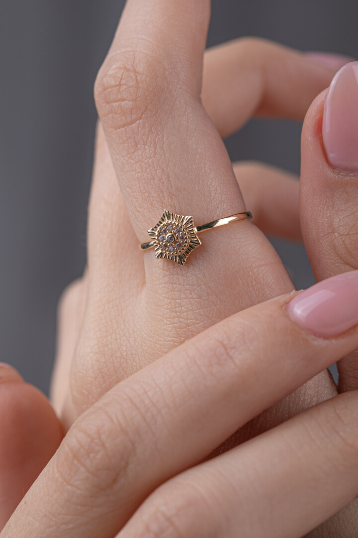 14 Ayar Altın Güneş Yüzük