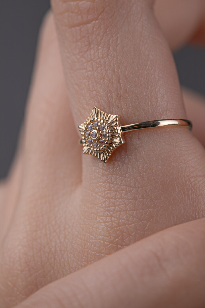 14 Ayar Altın Güneş Yüzük