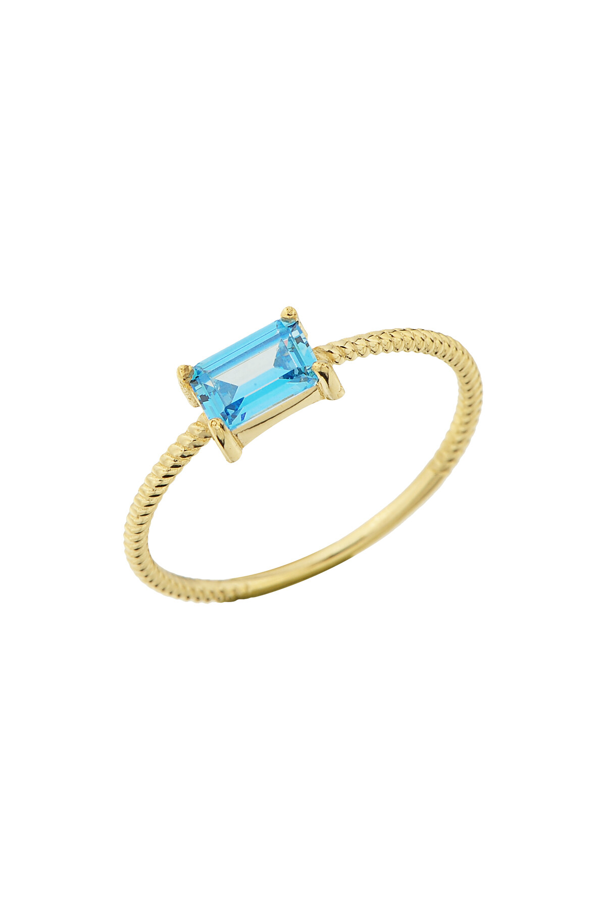 14 Ayar Altın Mavi Baget Yüzük