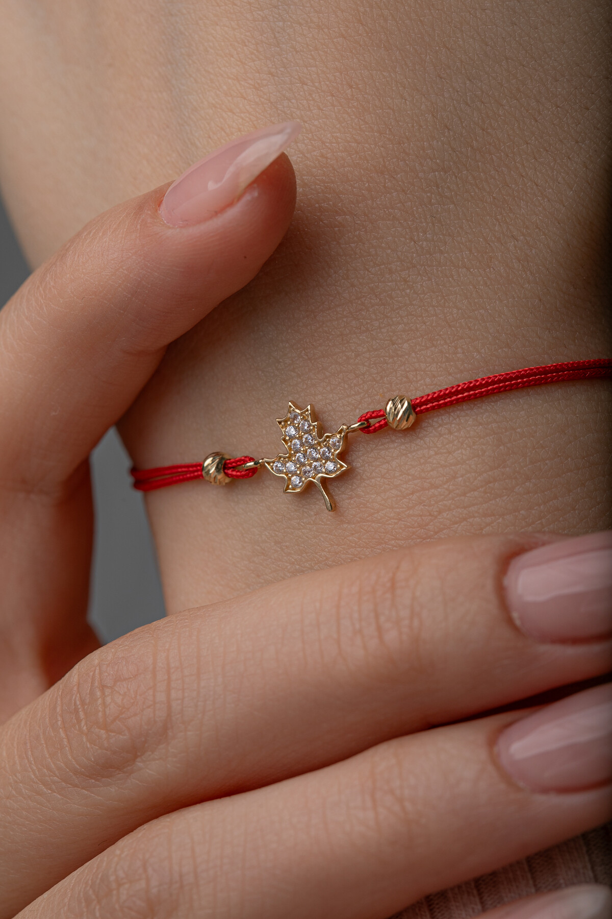 14 Ayar Altın İpli Çınar Yaprağı Bileklik