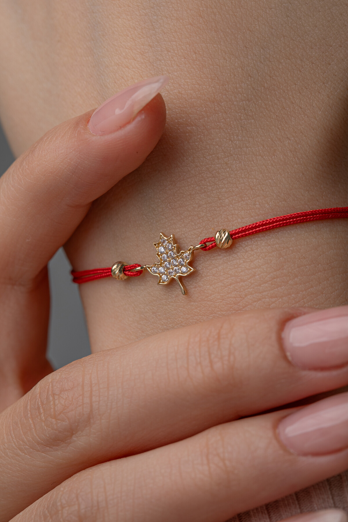 14 Ayar Altın İpli Çınar Yaprağı Bileklik