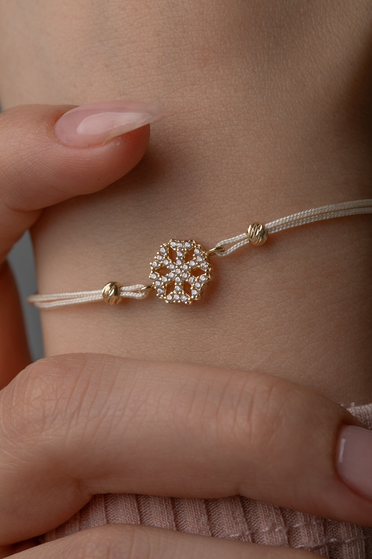 14 Ayar Altın İpli Kartanesi Bileklik