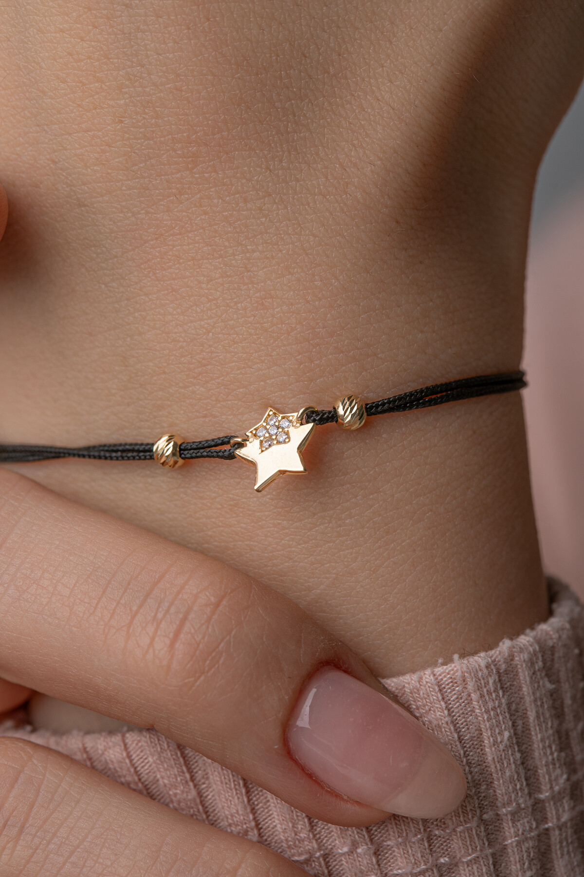 14 Ayar Altın İpli Yıldız Bileklik